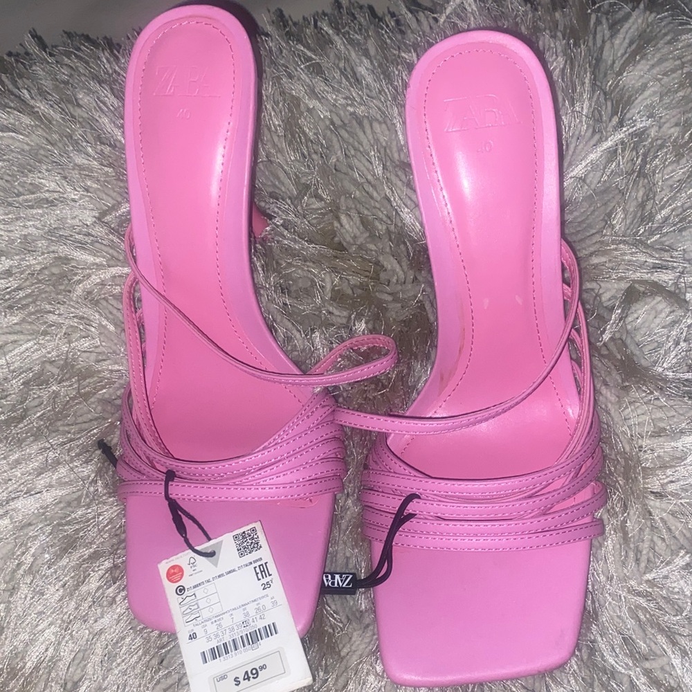Zara Vibrant Pink Strappy Heels